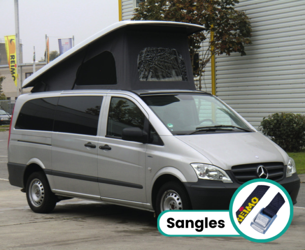 Toit relevable superplat - empattement long (4993mm) - ouverture avant - fermetures à sangles pour Mercedes Benz Vito et Viano à partir de 2004