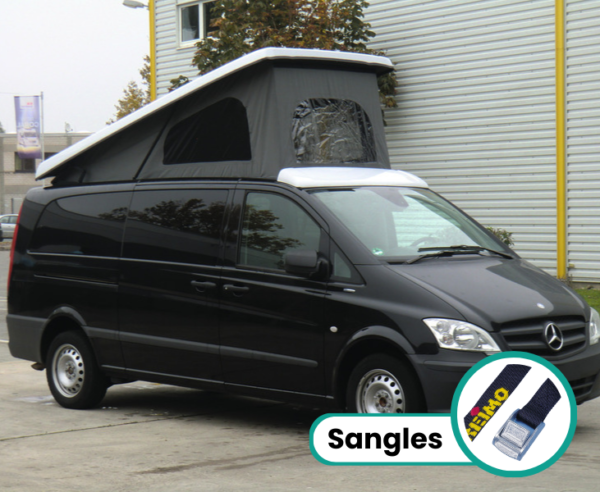 Toit relevable superplat - empattement extra long (5223mm) - ouverture avant - fermetures à sangles pour Mercedes Benz Vito et Viano pour modèles à partir de 2004 et modèles à partir de 2015