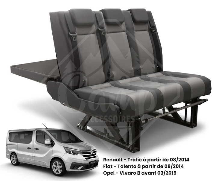 Banquette coulissante VarioTech 3000 pour Renault Trafic, Fiat Talento à partir de 08-2014 / Opel Vivaro B jusqu’à 03-2019 pour empattement court & long